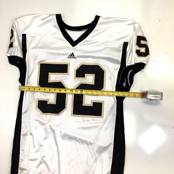 Vtg Adidas College Football Practice Jersey #52 White Gold Black Sz 50 Made USA - Picture 7 of 9